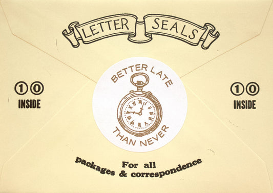 Illustration of a clock face and the phrase 'Better Late Than Never'